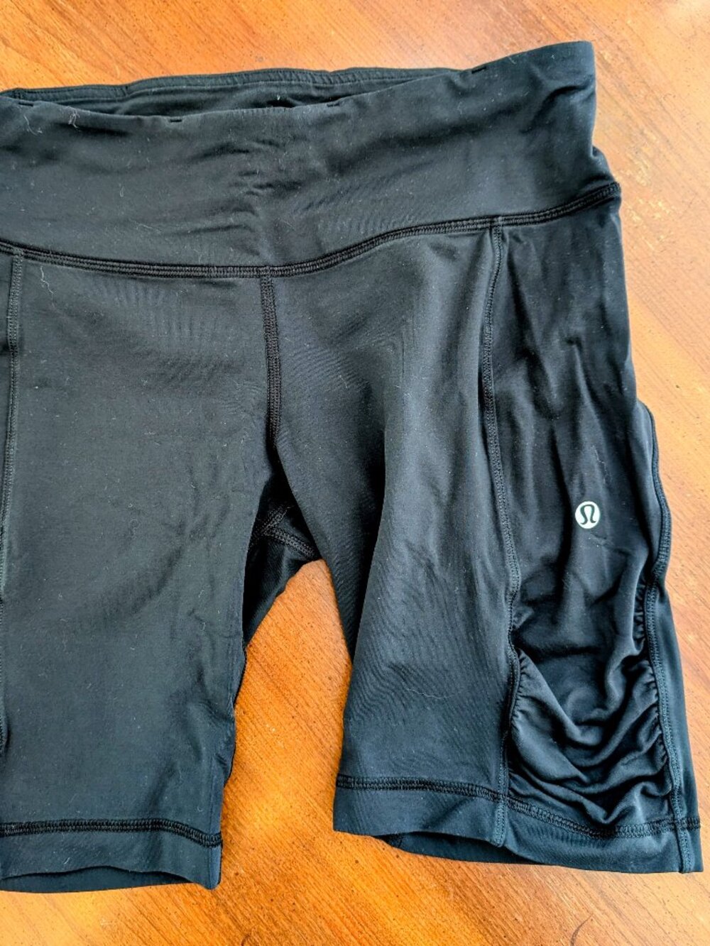 Lululemon High Rise Black Gym Shorts Side Gathered